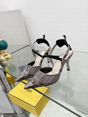Fendi Colibri Slingback in Gray Mesh 85mm 2022 Collection