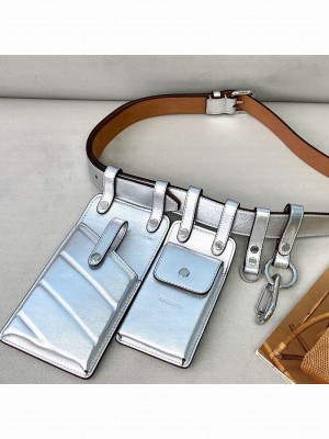 Fendi FF Leather Multi-accessory Pocket Belt Bag Silver  2021 Collection