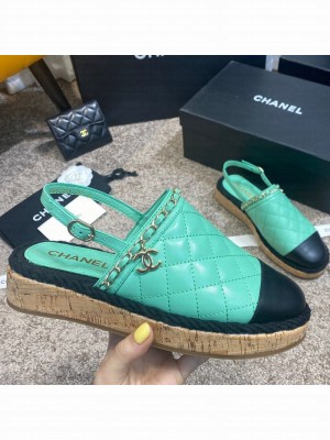 Chanel Quilted Lambskin Slingback Espadrilles Light Blue Spring/Summer 2021 Collection