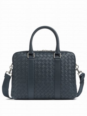 Bottega Veneta Slim Classic Intrecciato Briefcase 690702 Dark Blue