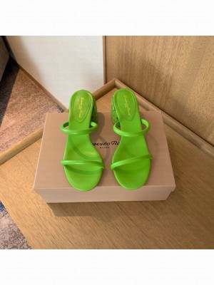 GIANVITO ROSSI FLOREA slip-on 60mm two slim rounded leather straps sandal green 2022 Collection