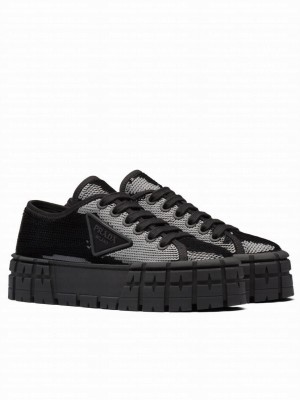 Prada Women's Double Wheel Sequin Sneakers Black