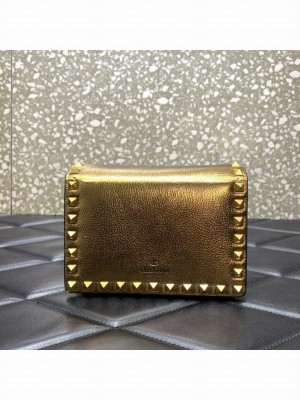 VALENTINO Garavani Rockstud Calfskin Clutch WP0P86R Brass