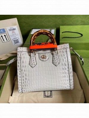 Gucci Diana small crocodile tote bag 660195 white