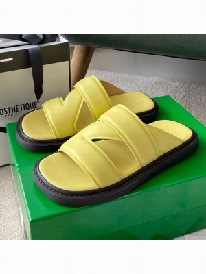 Bottega Veneta Band Cross Flat Sandals Yellow  2021 Collection