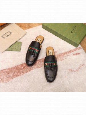 Gucci Leather Slipper with Tassels Black 2021 Collection