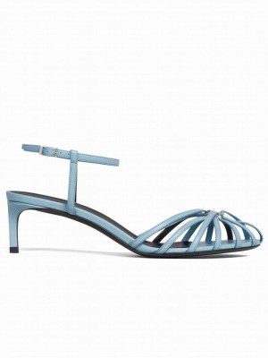 Celine Women's Triomphe Sandal In Lambskin Blue