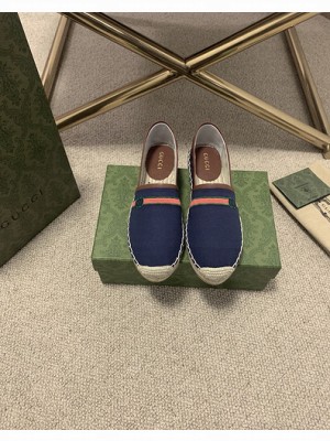 Gucci Women's embroidered espadrille Blue 2021 Collection 