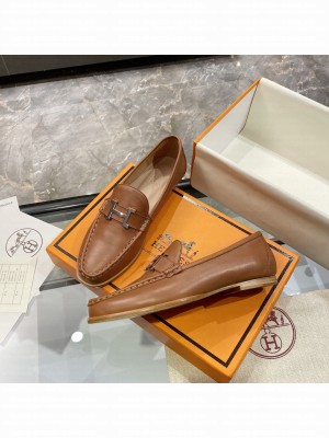 Hermes signature "H" Flat loafer Brown 2021 Collection