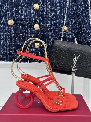 FERRAGAMO Elina X5 suede sandals 2024 Red
