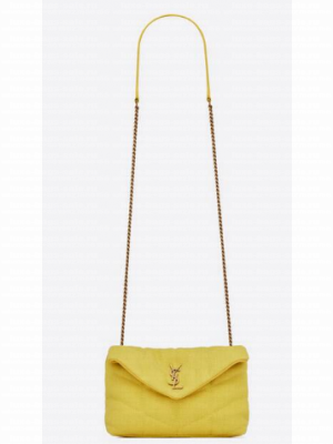 SAINT LAURENT PUFFER TOY BAG IN CANVAS AND SMOOTH LEATHER 620333 JAUNE CITRON