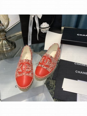 Chanel Tweed Espadrilles Red 2021 Collection