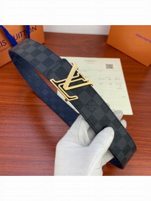 Louis Vuitton Damier Reversible Belt 40mm with Gold LV Buckle 07 Collection