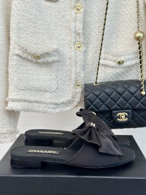 Chanel Satin Bow Flat Black 2024