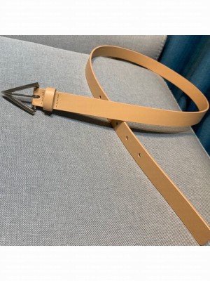 Bottega Veneta Calfskin Belt 2cm with Triangular Buckle Nude/Silver  2021 Collection