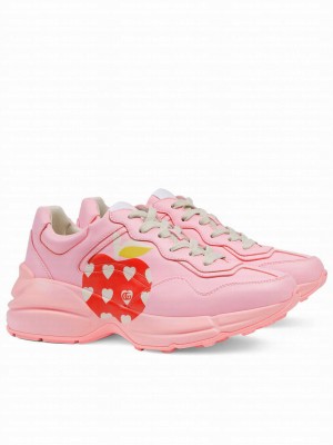 Gucci Unisex Rhyton Series Heart Apple Sneakers Pink