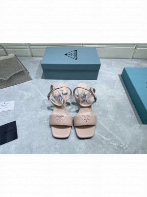 Prada 6.5cm Quilted Lambskin Sandals 2022 Collection,pink