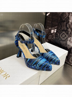 Dior Pumps 8cm in Printed Leather Blue 2023 