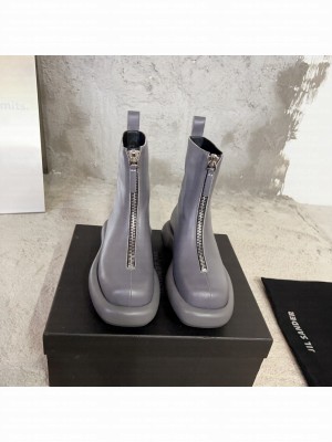Jil Sander Leather ankle boots with zip closure Gray