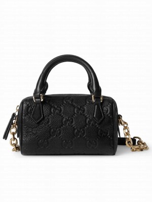 Gucci GG Emblem Super Mini Top Handle Bag 815256 Black