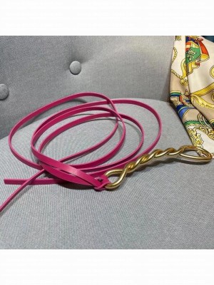 Bottega Veneta Calfskin Belt 1.6cm with Twisted Buckle Pink  2021 Collection