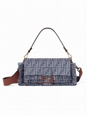 Fendi Baguette Denim Jacquard Bag 8BR600 Blue
