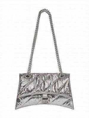 Balenciaga Crush Small Chain Bag Quilted Silver Gray