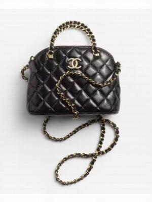 Chanel CLUTCH WITH CHAIN Shiny Lambskin & Gold-Tone Metal AP3354 Black