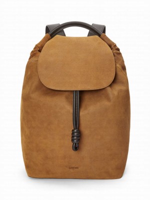 Loewe Flamenco Backpack In Pressed Suede Coffee