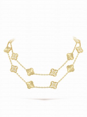 Van Cleef & Arpels Women's Vintage Alhambra Long Necklace, 20 Motifs Golden