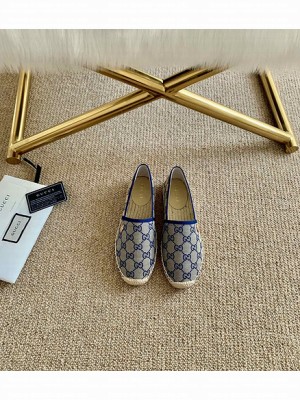 Gucci GG Matelassé Canvas Espadrilles Blue 2021 Collection