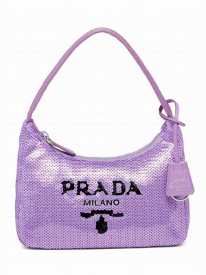 Prada Re-Edition 2000 Sequined Re-Nylon Mini Bag 1NE515 Purple