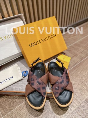 Louis Vuitton Unisex Pool Pillow Comfort Down Sandals Brown 2022
