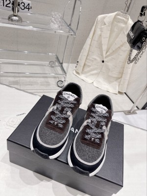 ChanelG39597 Fabric & Suede Calfskin Black, Light Gray & Brown 2023SS 