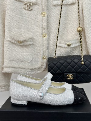 Chanel Tweed Mary Janes Ballet Flat Pointed Toe 2024 07