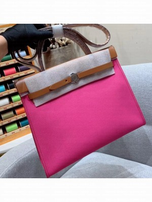 Hermes Herbag Zip 31 Bag in Original Quality Brown/Fuchsia