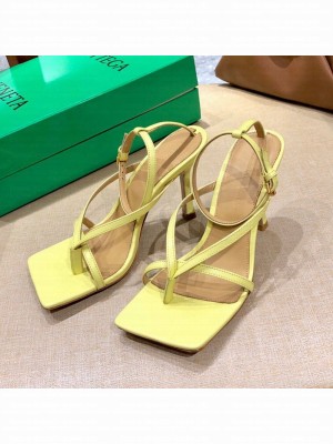 Bottega Veneta Stretch Lambskin Strap Sandals 9cm Pearl Yellow  2021 Collection