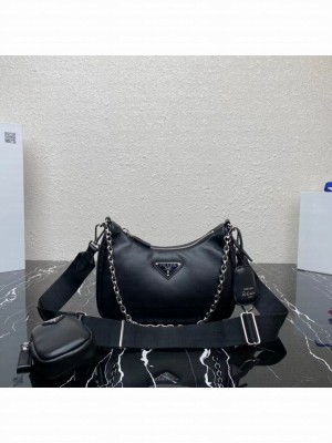 Prada leather shoulder bag 1AH024 black