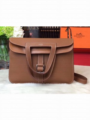 Hermes Halzan Tote Bag in Original Togo Leather Khaki