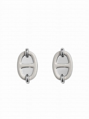Hermes Mini Maillon Earrings Gray