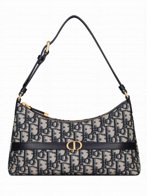 Christian Dior 30 Montaigne Mini Hobo Shoulder Bag Dark Blue