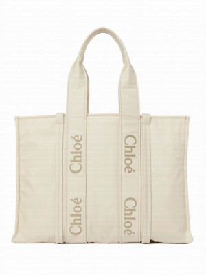 Chloe Large Woody Tote Bag Cream