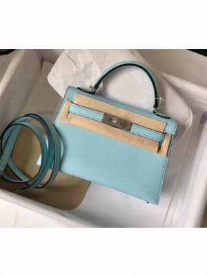 hermes mini kelly II in original epsom leather Macaron blue
