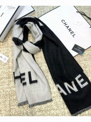 Chanel Color-block cashmere shawl