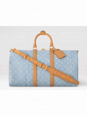 Louis Vuitton NEW Keepall Bandouliere 45 M25334 Sky Blue Denim