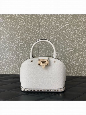 VALENTINO ROCKSTUD small grained calfskin handbag WB0Q69 white
