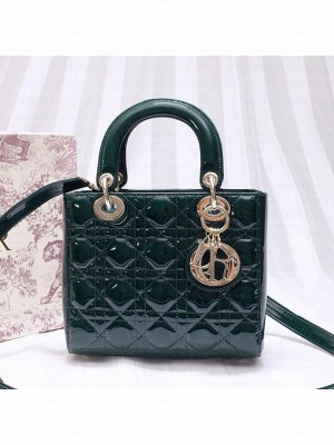 Dior Lady Dior Bag in Patent Leather 20cm Green 2019 Collection