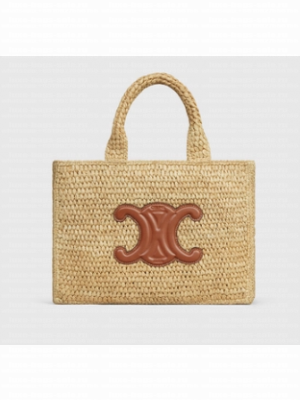 CELINE SMALL CABAS THAIS IN RAFFIA AND CALFSKIN 116302