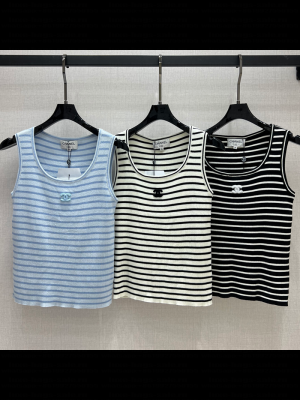Chanel Striped Vest White/Black/Blue 2025