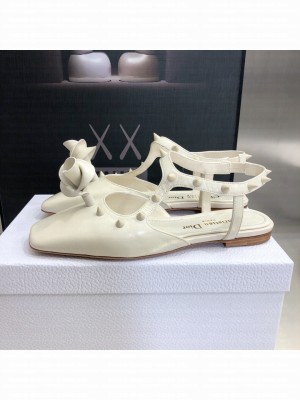 DIOR HEEL 1CM ROSE FANTASTIQUE SLINGBACK FLAT WHITE 2022 Collection